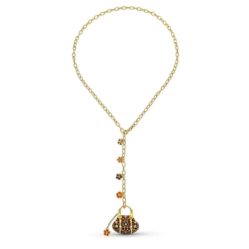 Gargantilla oro 18k mujer forzada alargada colgante bolso esmaltado c