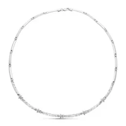 Gargantilla oro blanco 18k mujer eslabones rectangulares tallados lis