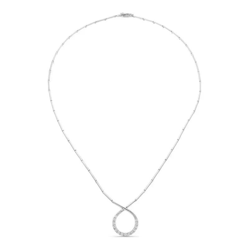 Gargantilla oro blanco 18k mujer eslabones rectangulares colgante cir
