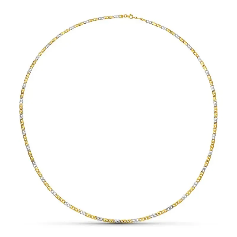 Gargantilla oro bicolor 18k mujer eslabones enlazados combinados mosq