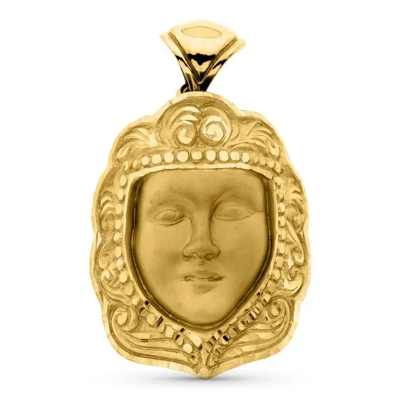 Virgen del Rocío colgante oro 18k unisex 35 mm. detalles realistas tr