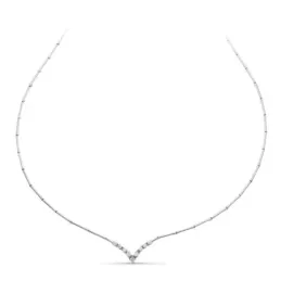 Gargantilla oro blanco 18k mujer eslabones tubos lisos circonitas cen