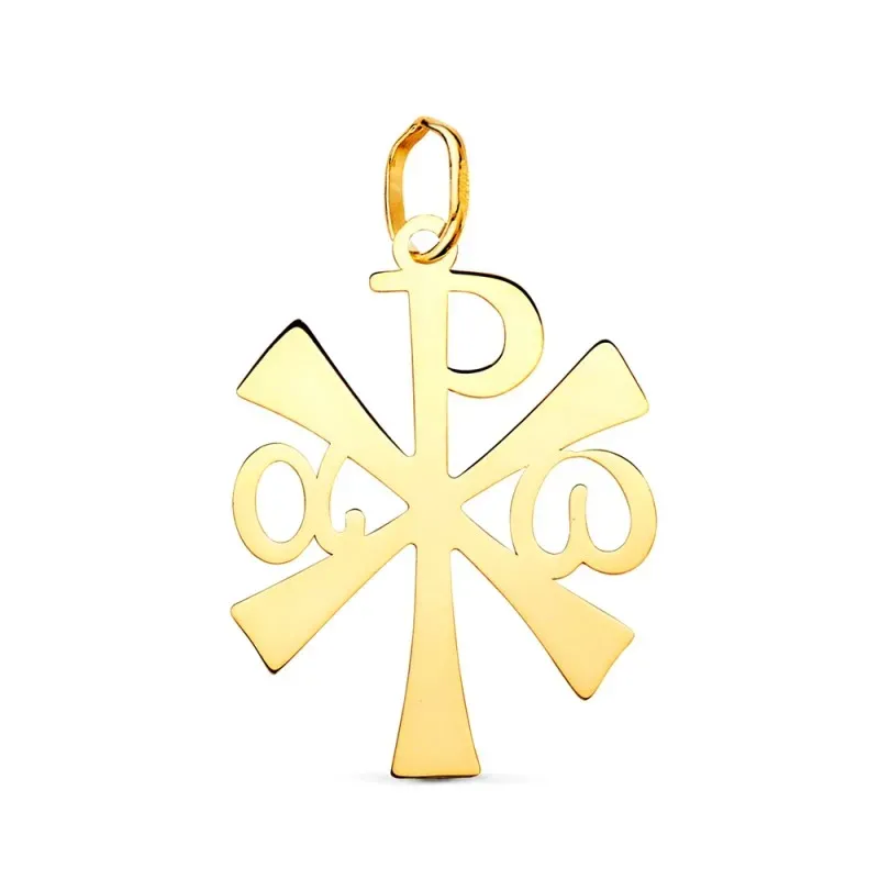 Cruz Crismón colgante oro 18k unisex 22 mm.