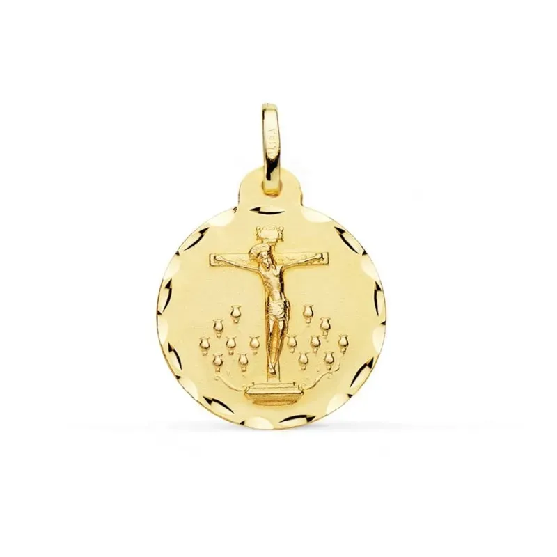Cristo de la Laguna medalla oro 18k unisex 20 mm. detalles tallados b