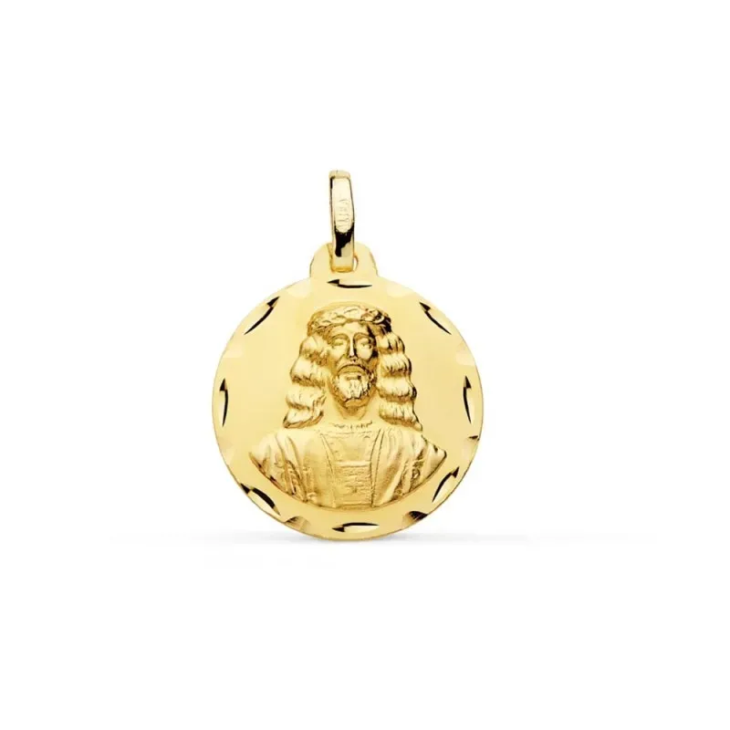 Cristo de Medinaceli medalla oro 18k unisex 18 mm. tallado detalles b