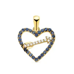 Colgante oro 18k mujer 15 mm. calado circonitas azules combinadas fle