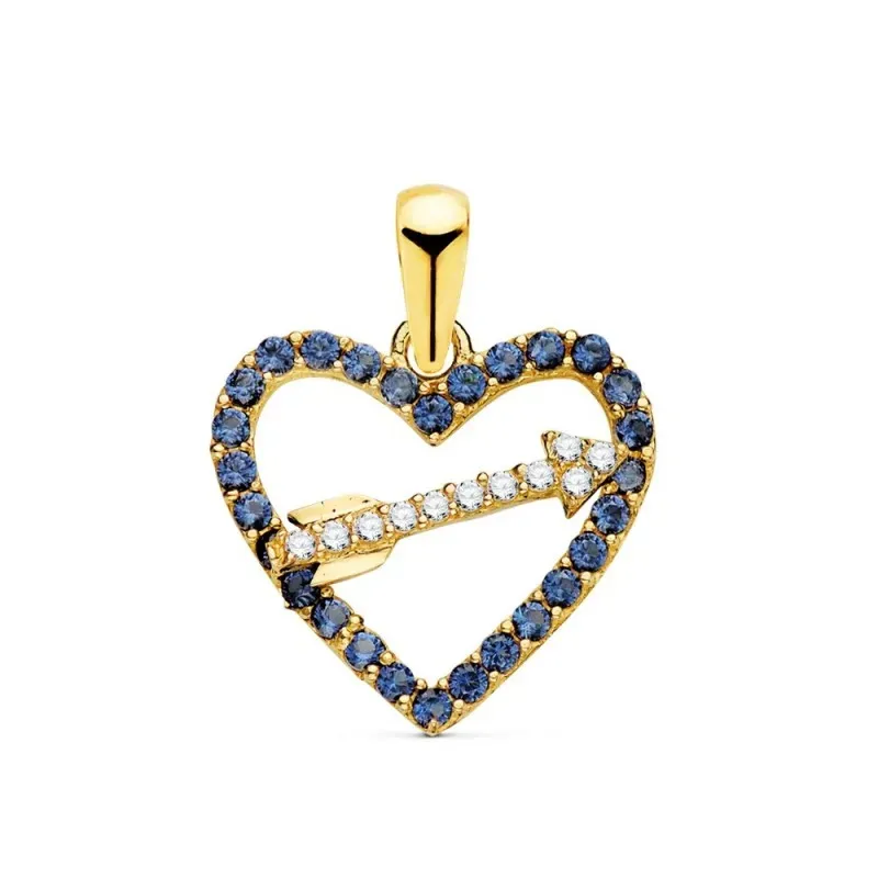 Colgante oro 18k mujer 15 mm. calado circonitas azules combinadas fle