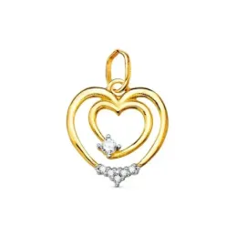 Colgante oro bicolor 18k mujer 15 mm. calado liso detalle circonitas
