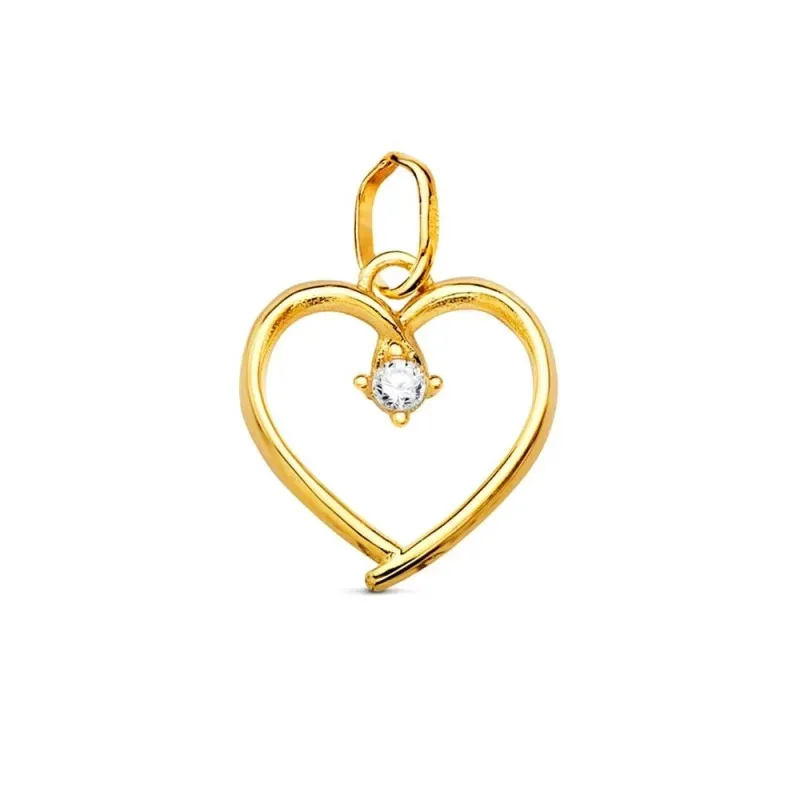 Colgante oro 18k mujer 13 mm. calado liso circonita centro 2 mm.