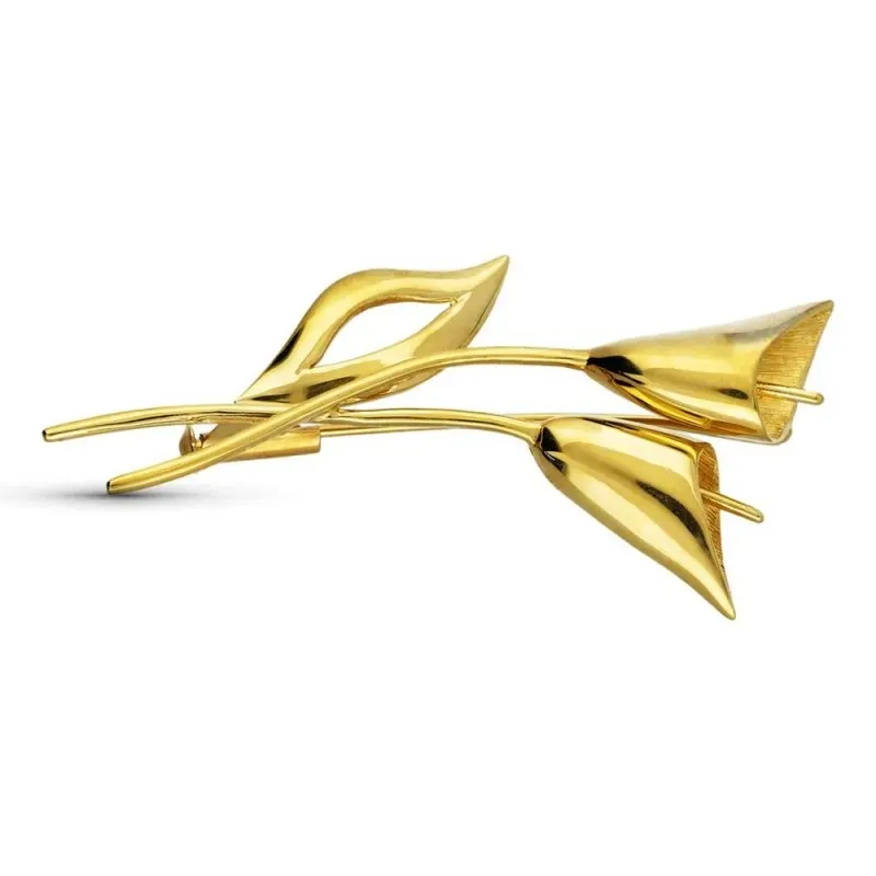 Broche alfiler oro 18k mujer 53 mm. forma flor lisa