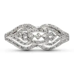 Broche oro blanco 18k mujer circonitas formas combinadas