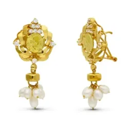Pendientes largos oro 18k mujer 38 mm. madre perla combinadas circoni