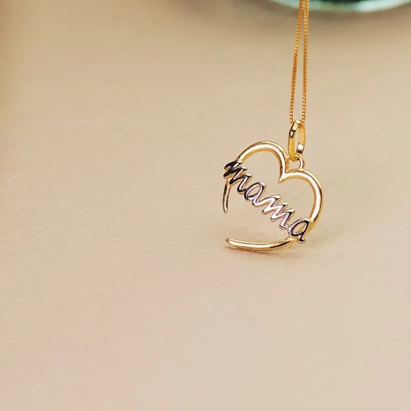 Colgante oro bicolor 18k mujer 15 mm. corazón calado abierto mensaje