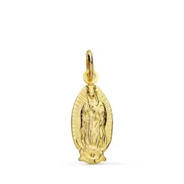 Virgen de Guadalupe México Colgante Oro 18k unisex 16 mm. silueta mat