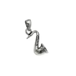 Colgante plata Ley 925m motivo saxofón 18mm. liso [AC0576]