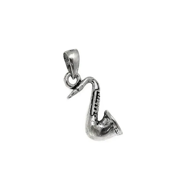 Colgante plata Ley 925m motivo saxofón 18mm. liso [AC0576]
