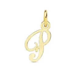 Colgante oro 18k letra inglesa P mayúscula 15mm. lisa calada