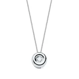 Gargantilla oro blanco 18k mujer 42 cm. diamante 0.02ct. chatón 5 mm.