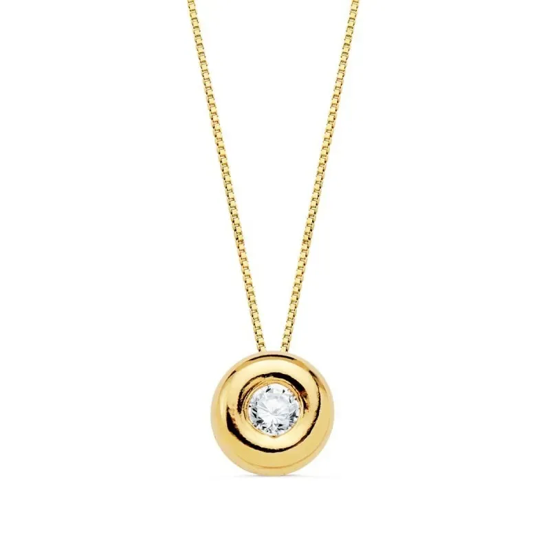 Gargantilla oro 18k mujer 42 cm. chatón diamante 0.10ct.