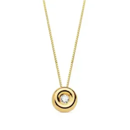 Gargantilla oro 18k mujer 42 cm. chatón 5 mm. diamante 0.02ct. reasa