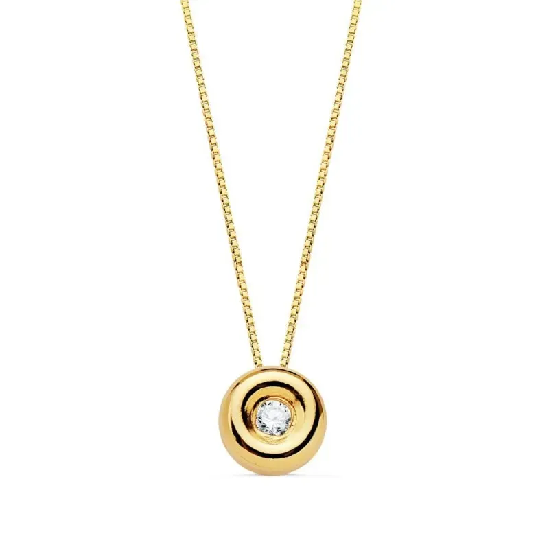 Gargantilla oro 18k mujer 42 cm. chatón 5 mm. diamante 0.02ct. reasa