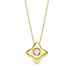 Gargantilla oro 18k mujer 42 cm. estrella 6 mm. combinada diamante 0.
