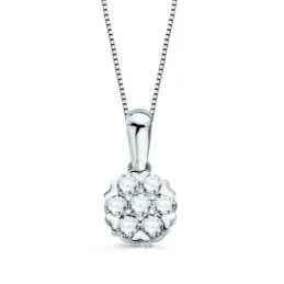 Gargantilla oro blanco 18k mujer 42 cm. colgante 7 diamantes 0.043ct.