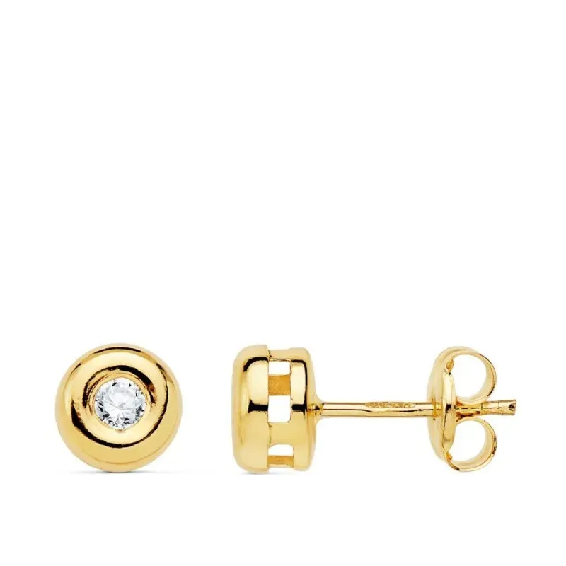 Pendientes oro 18k mujer chatón diamantes 0.05ct. presión