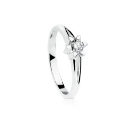 Solitario oro blanco 18k mujer diamante brillante centro 0.20ct. deta