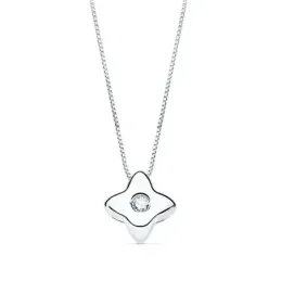 Gargantilla oro blanco 18k mujer 42 cm. estrella 5 mm. diamante centr