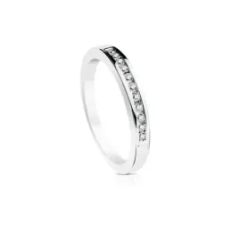 Sortija oro blanco 18k mujer 11 diamantes 0.013ct. carril
