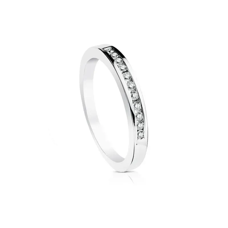 Sortija oro blanco 18k mujer 11 diamantes 0.013ct. carril