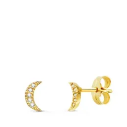 Pendientes oro 18k niña luna 7 mm. combinada 10 diamantes 0.005ct. pr