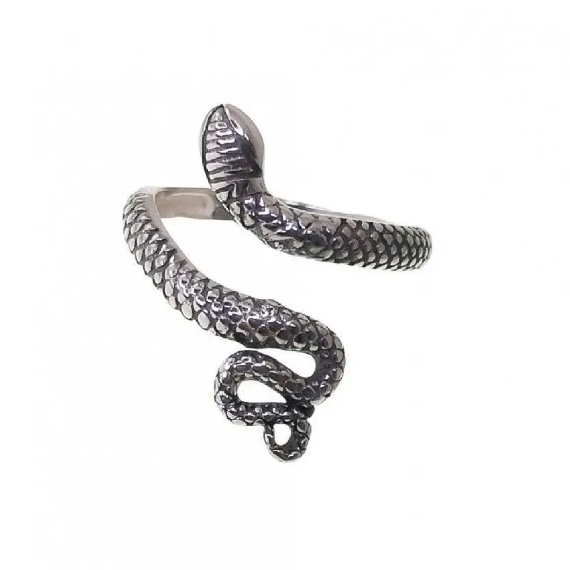 Sortija plata Ley 925m mujer forma serpiente oxidada