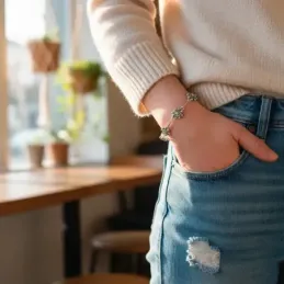 Pulsera Botones Charros en Plata de Ley 925m de 17 cm. y ancho charro