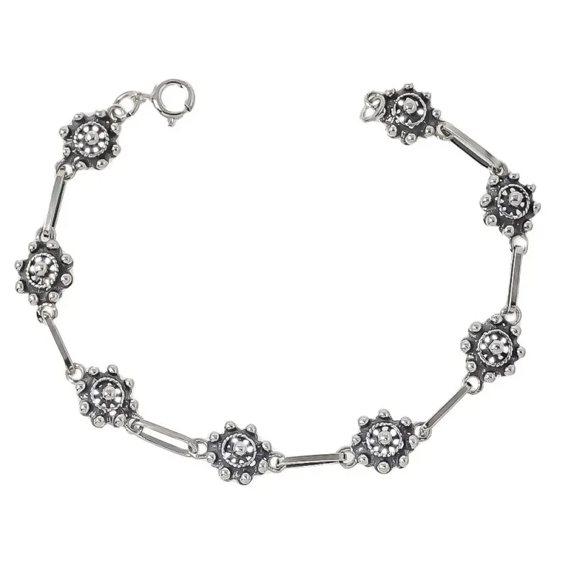 Pulsera Botones Charros en Plata de Ley 925m de 17 cm. y ancho charro