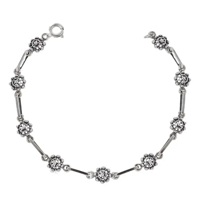 Pulsera Botones Charros en Plata de Ley 925m de 17 cm. y ancho charro