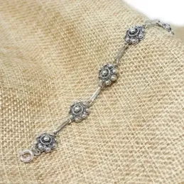 Pulsera Botones Charros en Plata de Ley 925m de 18 cm. y ancho charro