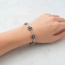 Pulsera Botones Charros en Plata de Ley 925m de 18 cm. y ancho charro