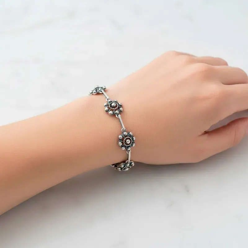 Pulsera Botones Charros en Plata de Ley 925m de 18 cm. y ancho charro