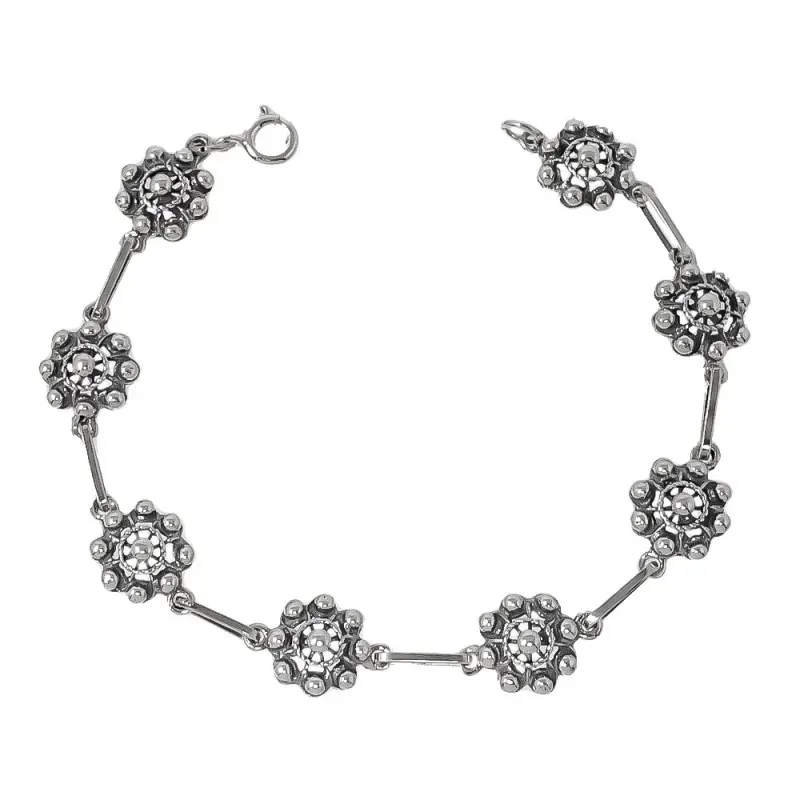 Pulsera Botones Charros en Plata de Ley 925m de 18 cm. y ancho charro