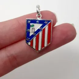 Colgante plata Ley 925m escudo 26mm. Club Atlético de Madrid esmaltad