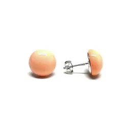 Pendientes plata Ley 925m media bola piel ángel 12mm. [AB1351]