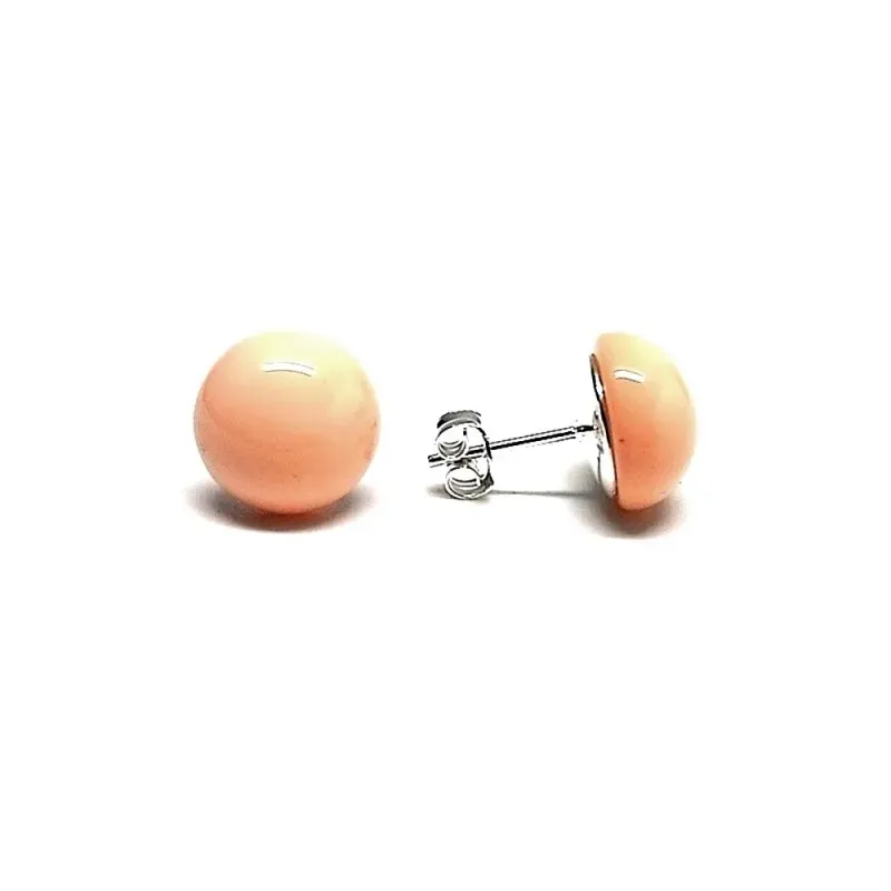 Pendientes plata Ley 925m media bola piel ángel 12mm. [AB1351]