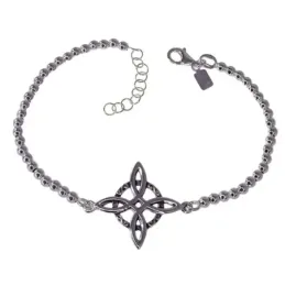 Nudo Bruja pulsera plata Ley 925m mujer 18 cm. cadena bolas 3 mm. mos