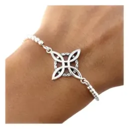 Nudo Bruja pulsera plata Ley 925m mujer 18 cm. cadena bolas 3 mm. mos