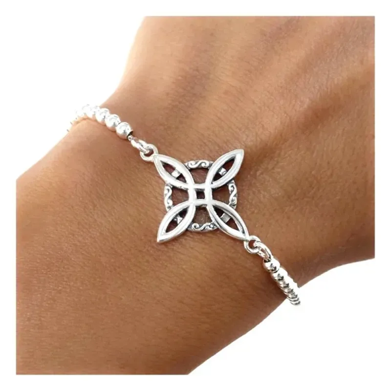 Nudo Bruja pulsera plata Ley 925m mujer 18 cm. cadena bolas 3 mm. mos