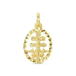 Cruz Caravaca Colgante Amuleto Plata Ley 925m chapado oro 16 mm. maci