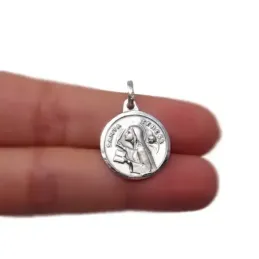 Santa Teresa medalla plata Ley 925m 18 mm. maciza unisex detalle bise