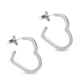 Pendientes de Aro con forma de Corazón en Plata de Ley 925m macizos 2